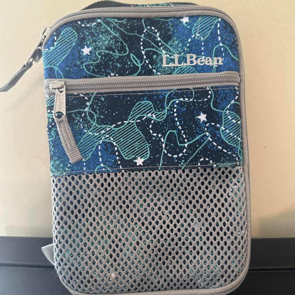 LL Bean Lunch Box Aqua Insulated Bag Zip Lunch Travel Cooler Tote